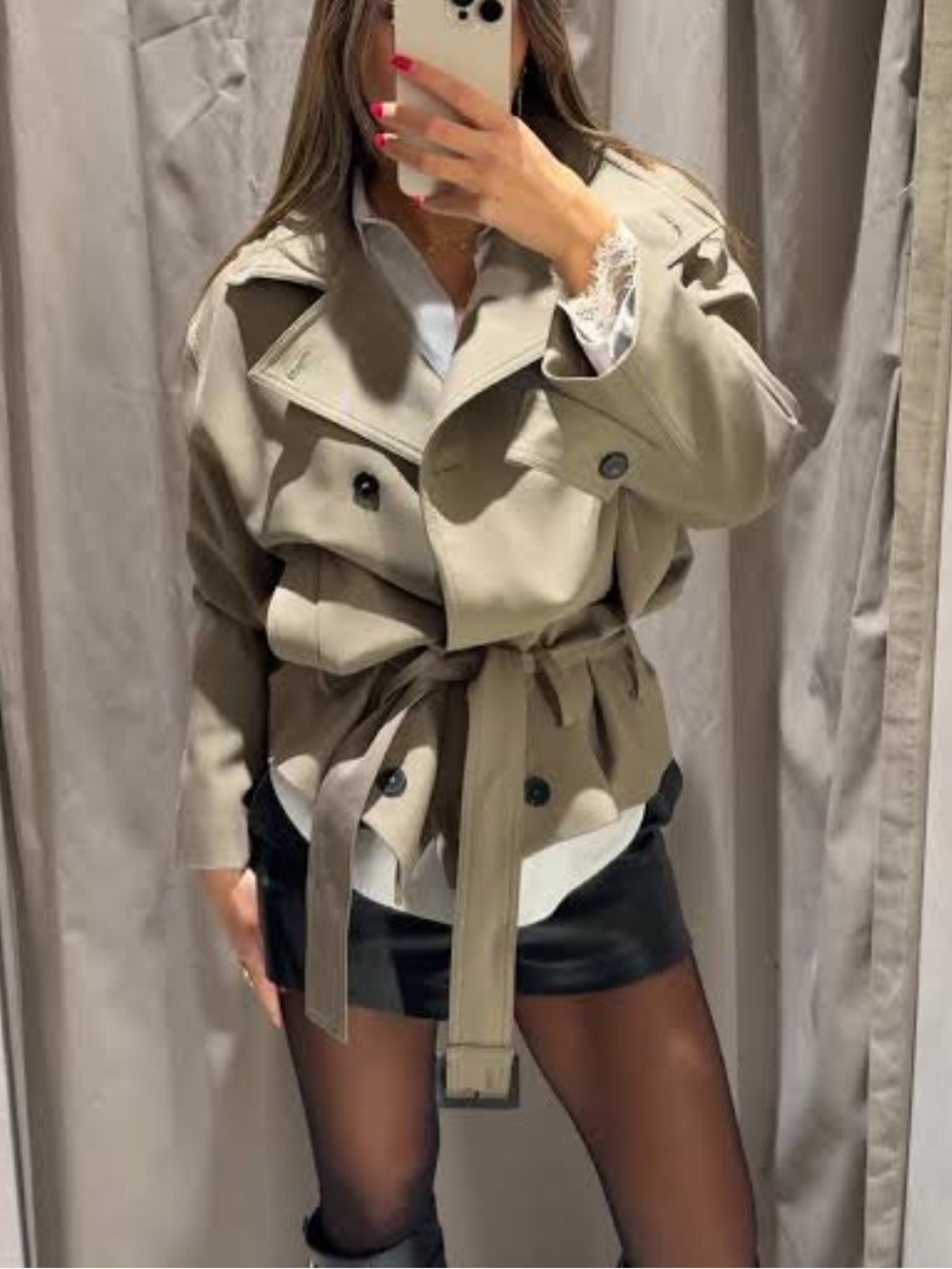 Zara Belted Trench Jacket in Taupe